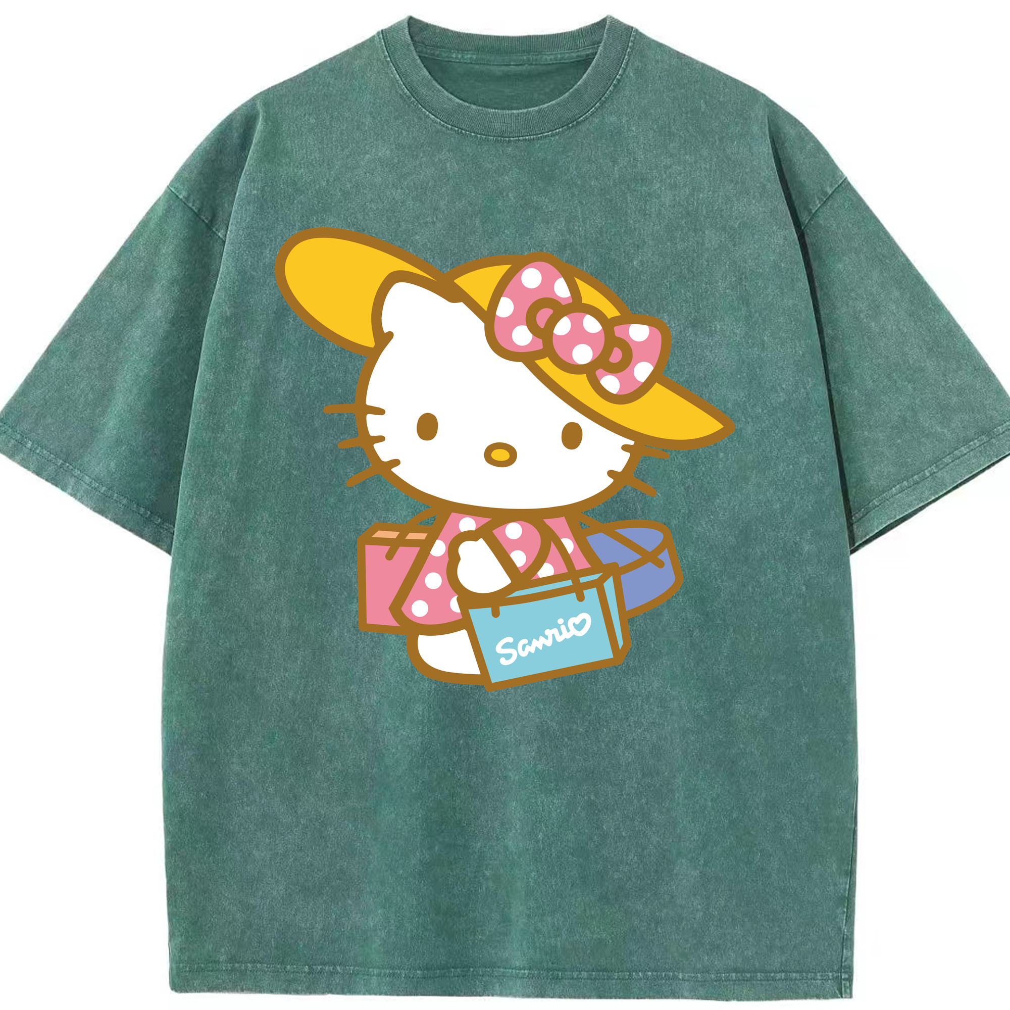 （画像用） Hello Kitty ハローキティ 綿100% ヴィンテージ風 半袖Tシャツ（フロントプリント）